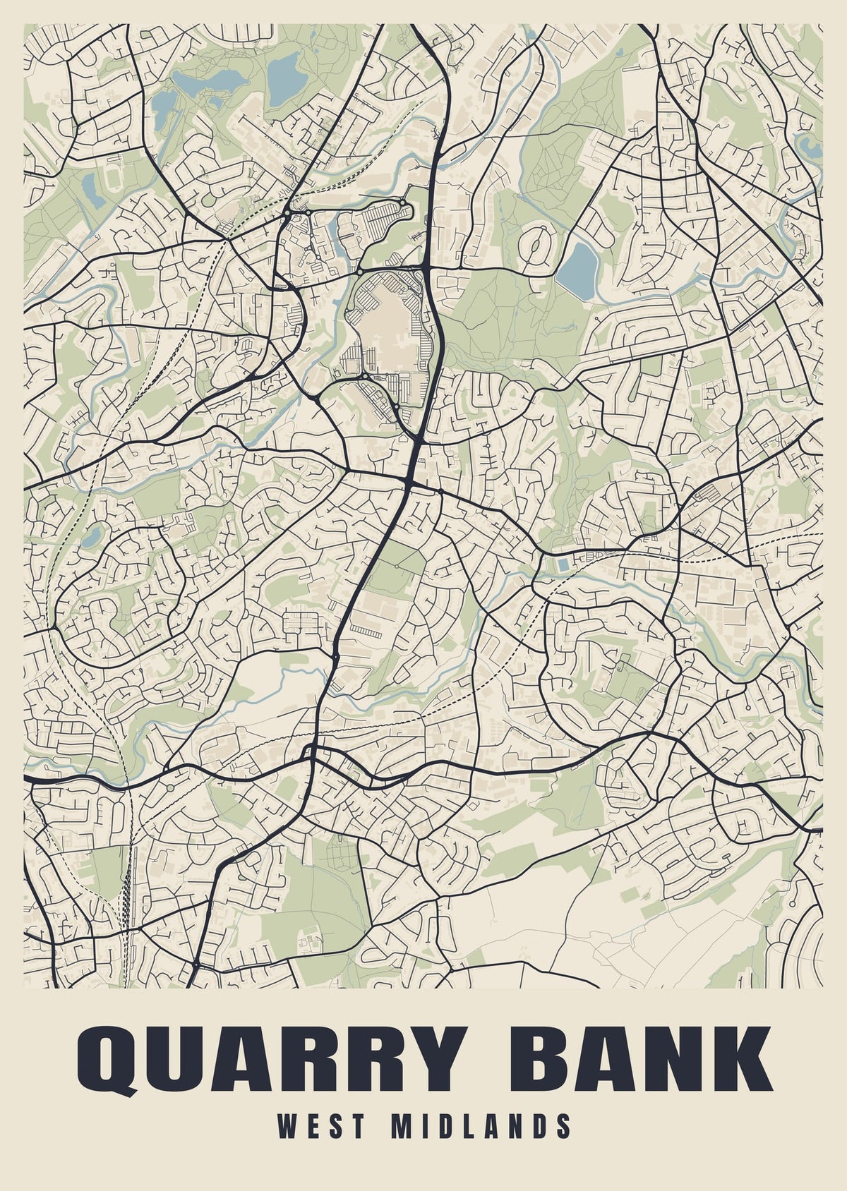 Street map poster of Quarry Bank, West Midlands