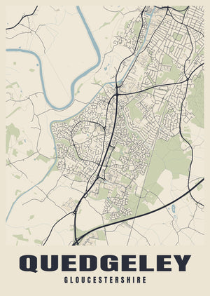 Quedgeley Street Map Poster