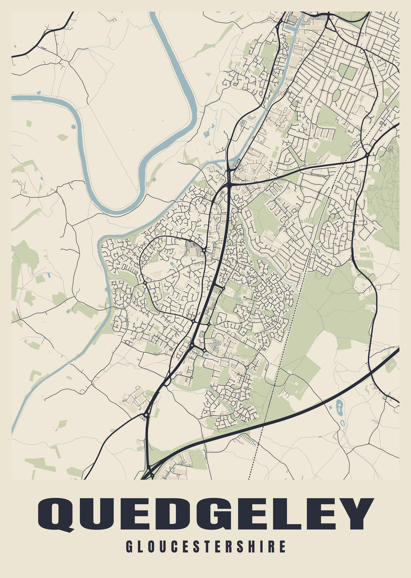 Quedgeley Street Map Poster