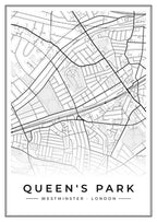 Street map poster of Queen's Park, Westminster, London