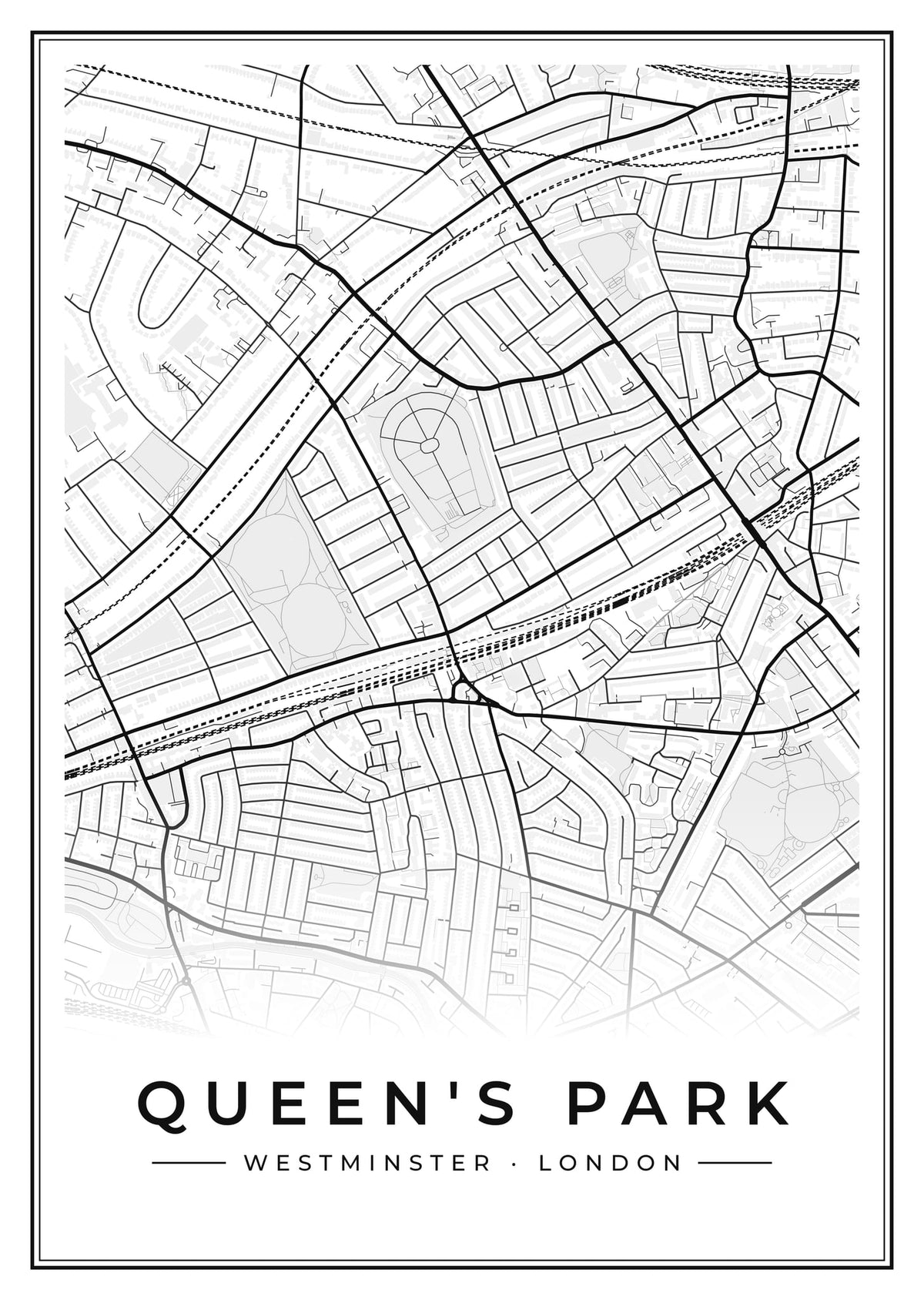 Street map poster of Queen's Park, Westminster, London