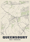 Street map poster of Queensbury, West Yorkshire