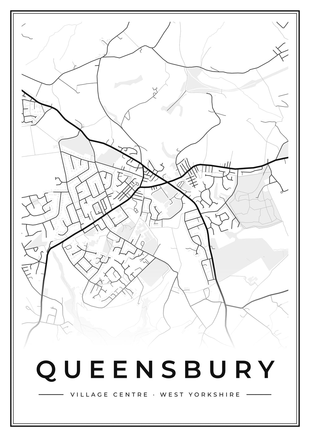 Queensbury Village Centre Street Map Poster