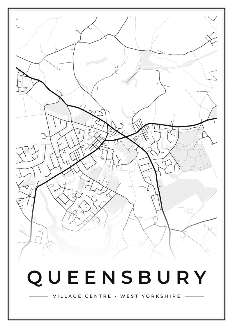 Queensbury Village Centre Street Map Poster