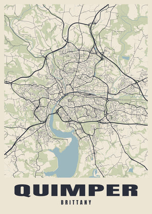 Quimper Street Map Poster