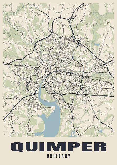 Quimper Street Map Poster