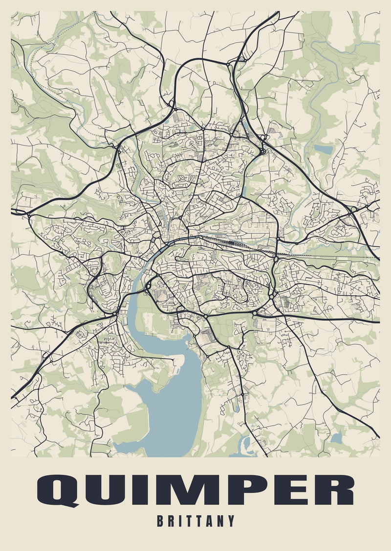 Quimper Street Map Poster