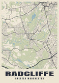 Street map poster of Radcliffe, Greater Manchester