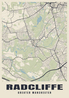 Street map poster of Radcliffe, Greater Manchester