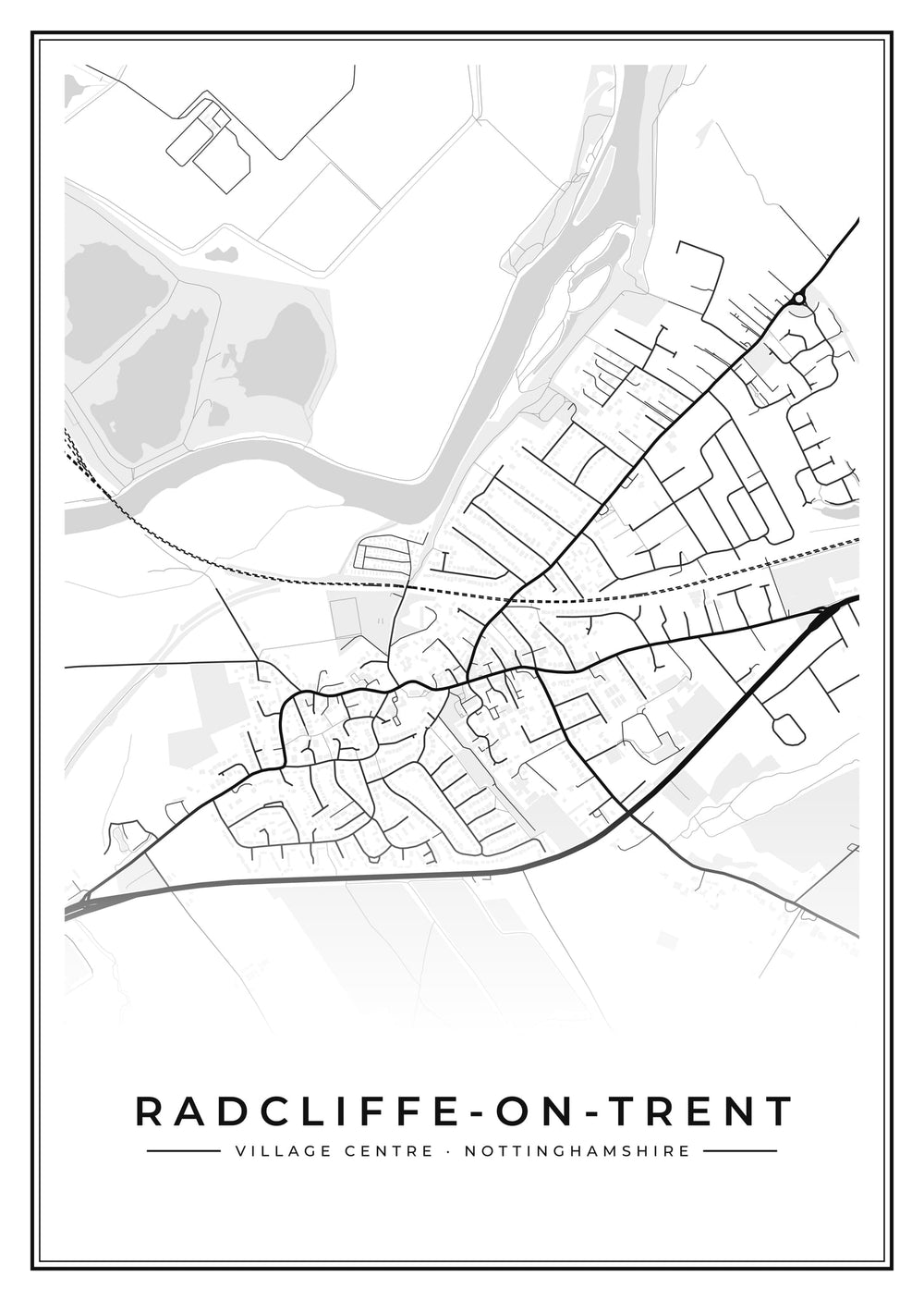Radcliffe-on-Trent Village Centre Street Map Poster