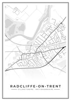 Street map poster of Radcliffe-on-Trent village centre, Nottinghamshire