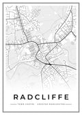 Street map poster of Radcliffe town centre, Greater Manchester