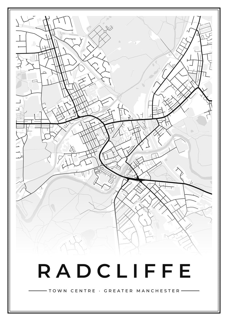 Radcliffe Town Centre Street Map Poster
