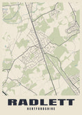 Street map poster of Radlett, Hertfordshire