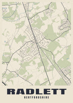 Street map poster of Radlett, Hertfordshire