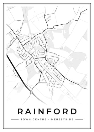 Rainford Town Centre Street Map Poster
