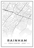 Street map poster of Rainham town centre, Kent