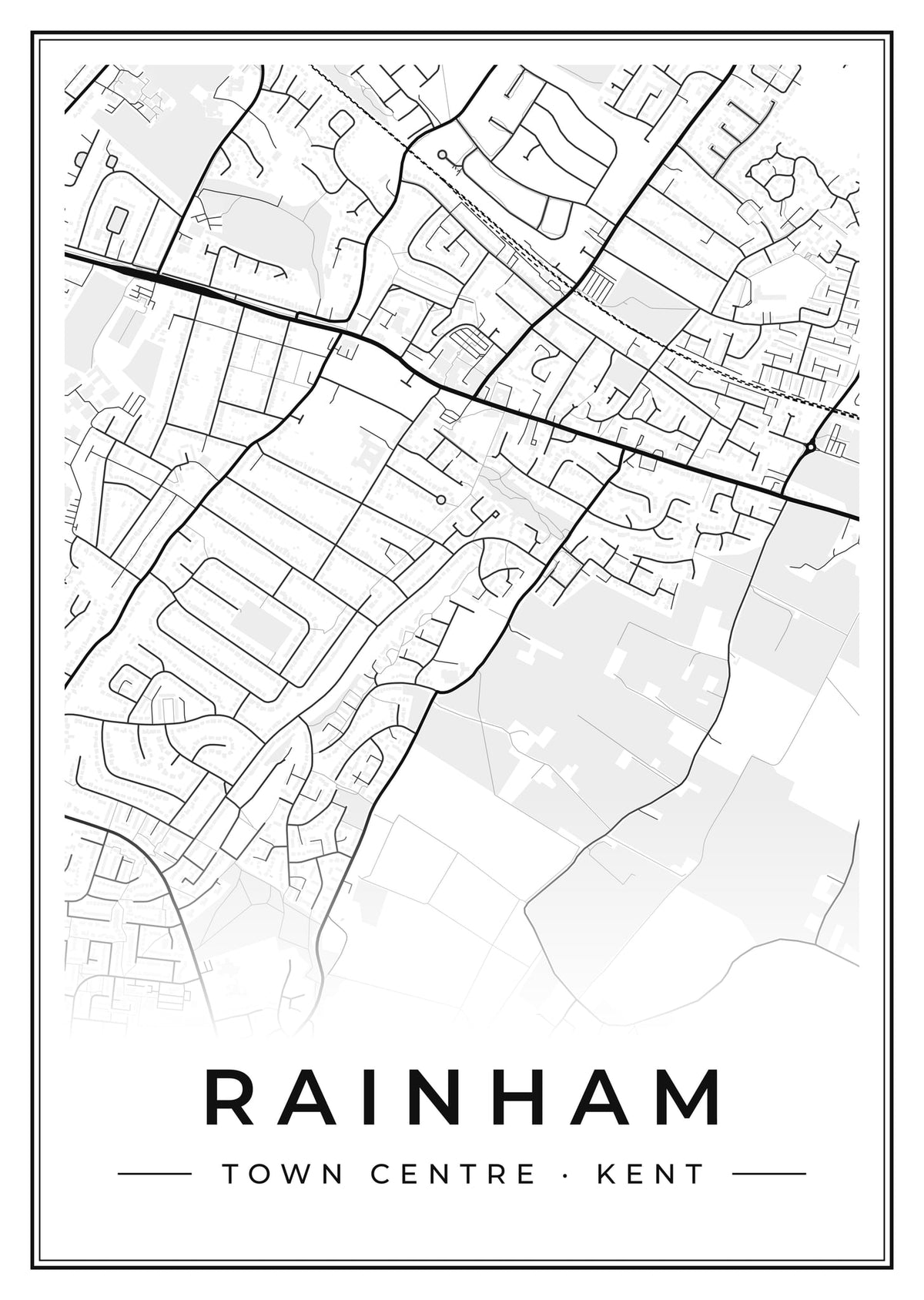 Street map poster of Rainham town centre, Kent