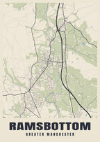 Street map poster of Ramsbottom, Greater Manchester