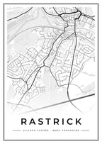 Street map poster of Rastrick village centre, West Yorkshire