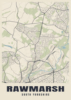 Street map poster of Rawmarsh, South Yorkshire