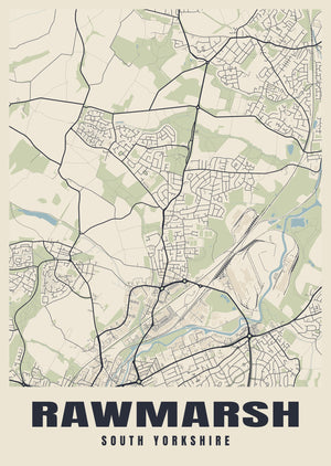 Rawmarsh Street Map Poster
