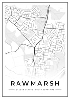 Street map poster of Rawmarsh village centre, South Yorkshire