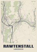 Street map poster of Rawtenstall, Lancashire