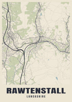Street map poster of Rawtenstall, Lancashire