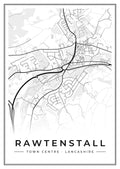 Street map poster of Rawtenstall town centre, Lancashire