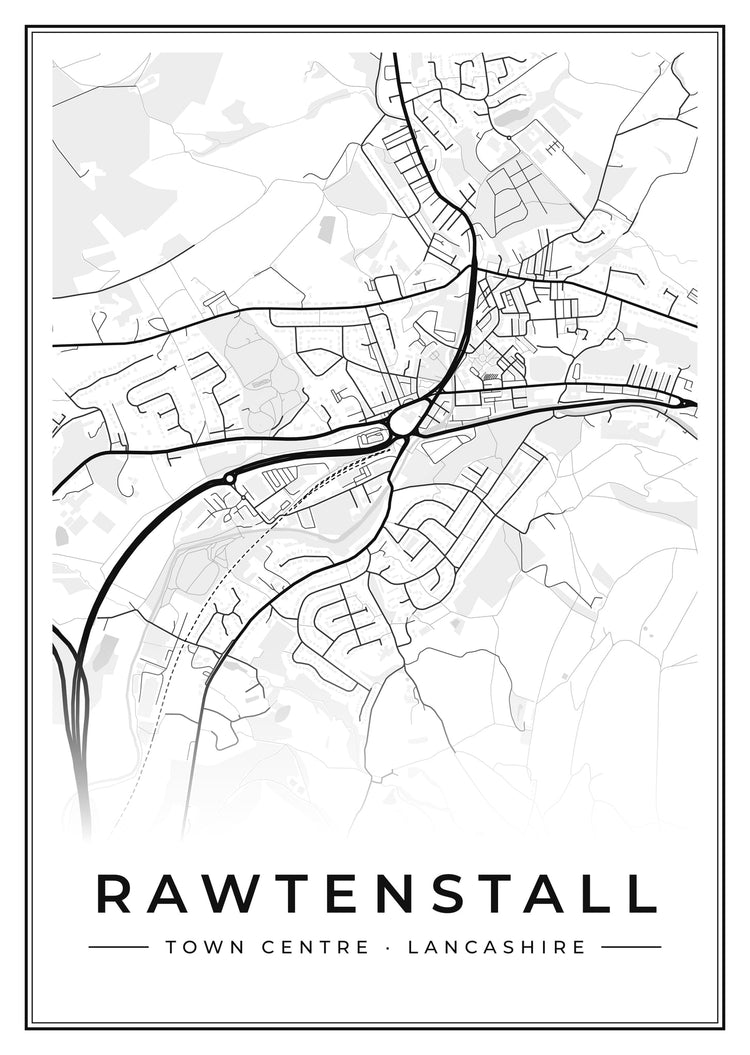 Rawtenstall Town Centre Street Map Poster