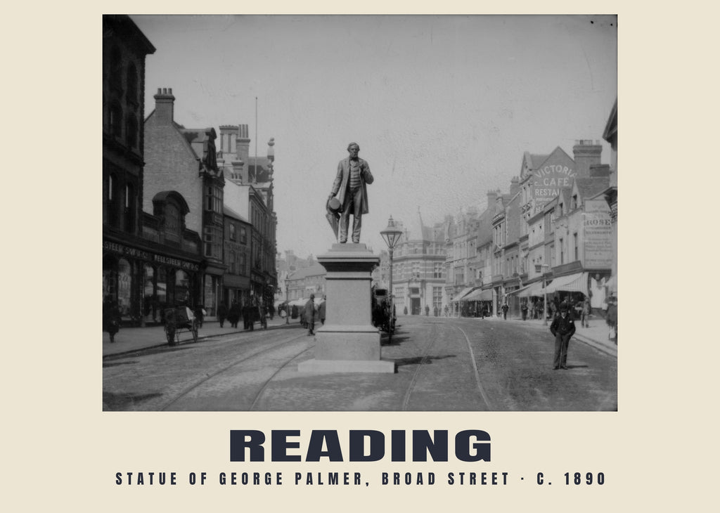 Statue of George Palmer, Broad Street, Reading, c. 1890 heritage photograph