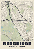 Heritage street map poster of Redbridge, Redbridge, London