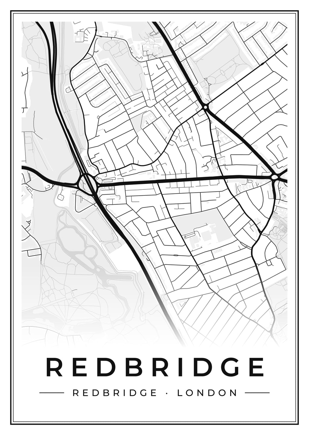 Street map poster of Redbridge, Redbridge, London