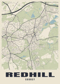 Street map poster of Redhill, Surrey