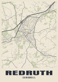 Street map poster of Redruth, Cornwall