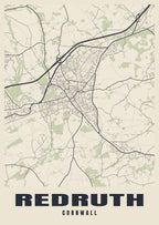Street map poster of Redruth, Cornwall