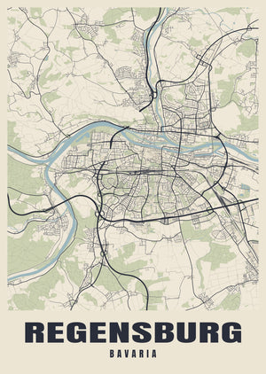 Regensburg Street Map Poster