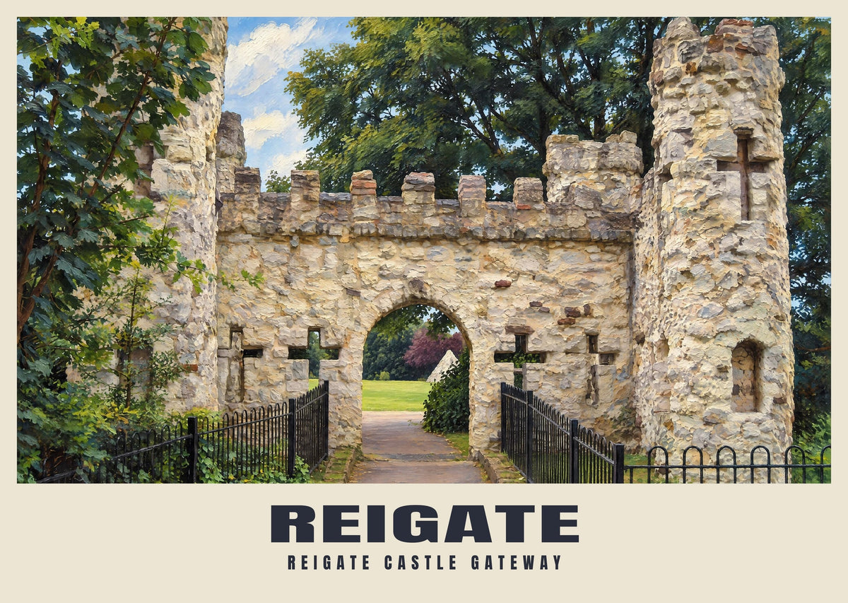 Reigate Castle Gateway poster, Oil Painting style