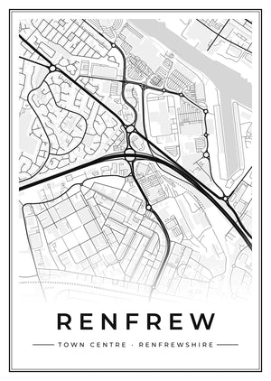 Renfrew Town Centre Street Map Poster