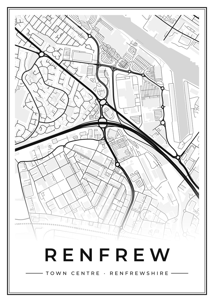 Renfrew Town Centre Street Map Poster