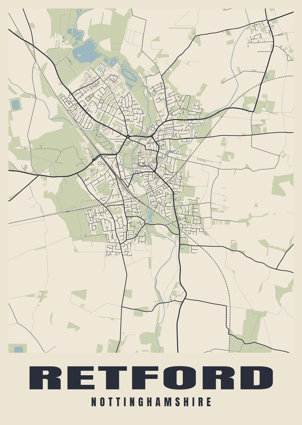 Street map poster of Retford, Nottinghamshire