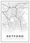 Street map poster of Retford town centre, Nottinghamshire