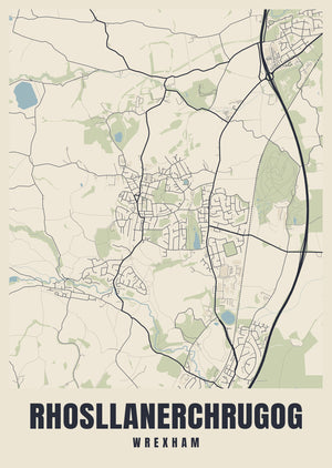 Rhosllanerchrugog Street Map Poster