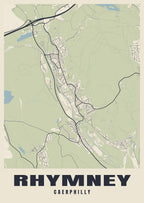 Street map poster of Rhymney, Caerphilly