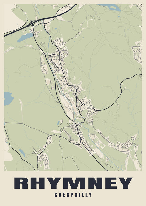 Rhymney Street Map Poster