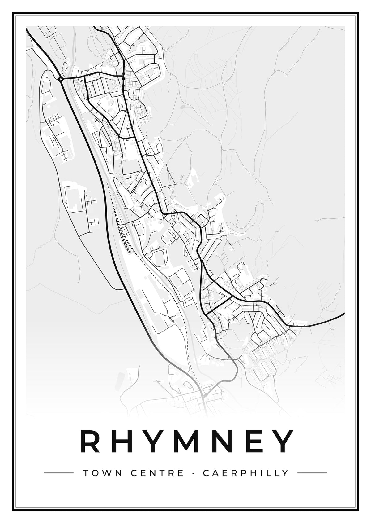 Street map poster of Rhymney town centre, Caerphilly