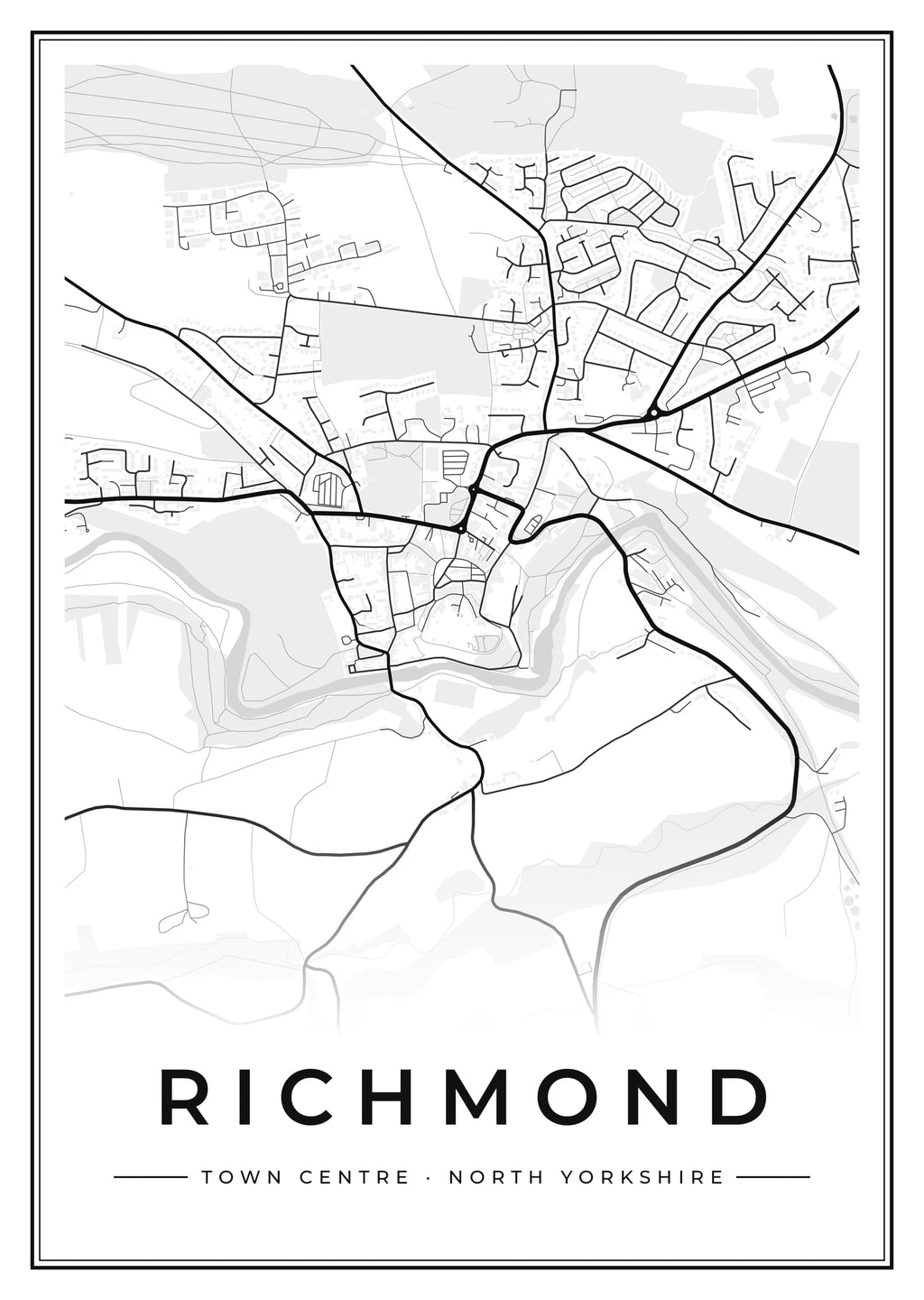 Street map poster of Richmond town centre, North Yorkshire