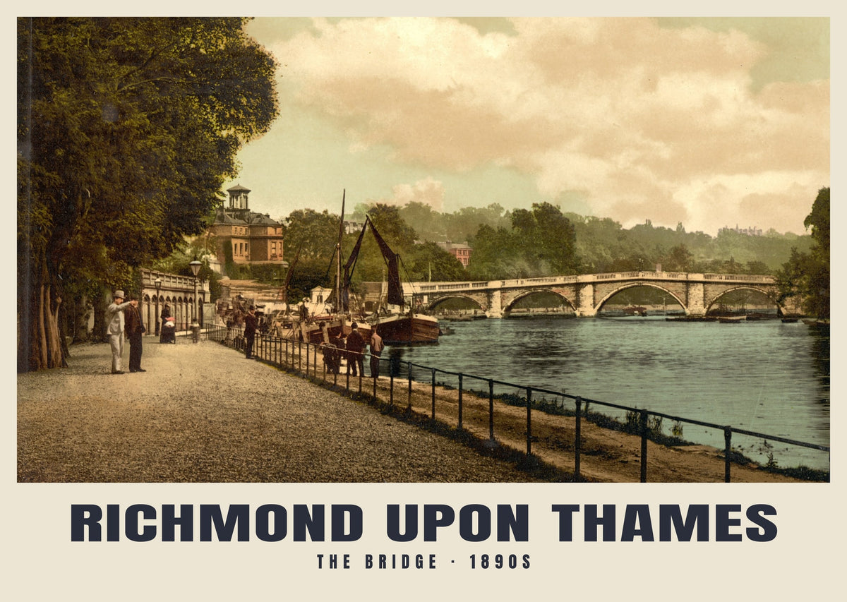 The Bridge, Richmond upon Thames, 1890s heritage photograph