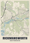 Street map poster of Rickmansworth, Hertfordshire